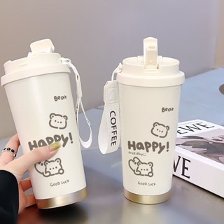 bình giữ nhiệt cà phê cầm tay đa năng bằng thép không gỉ công suất lớn dành cho nam và nữ có ống hút