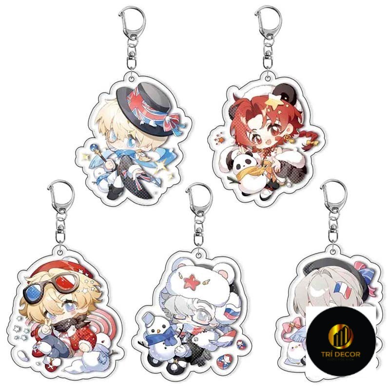 Game Country Humans CN USA FR UK RUS Manga Cosplay Acrylic Móc Khóa Móc Khóa Mặt Dây Chuyền Móc Khóa