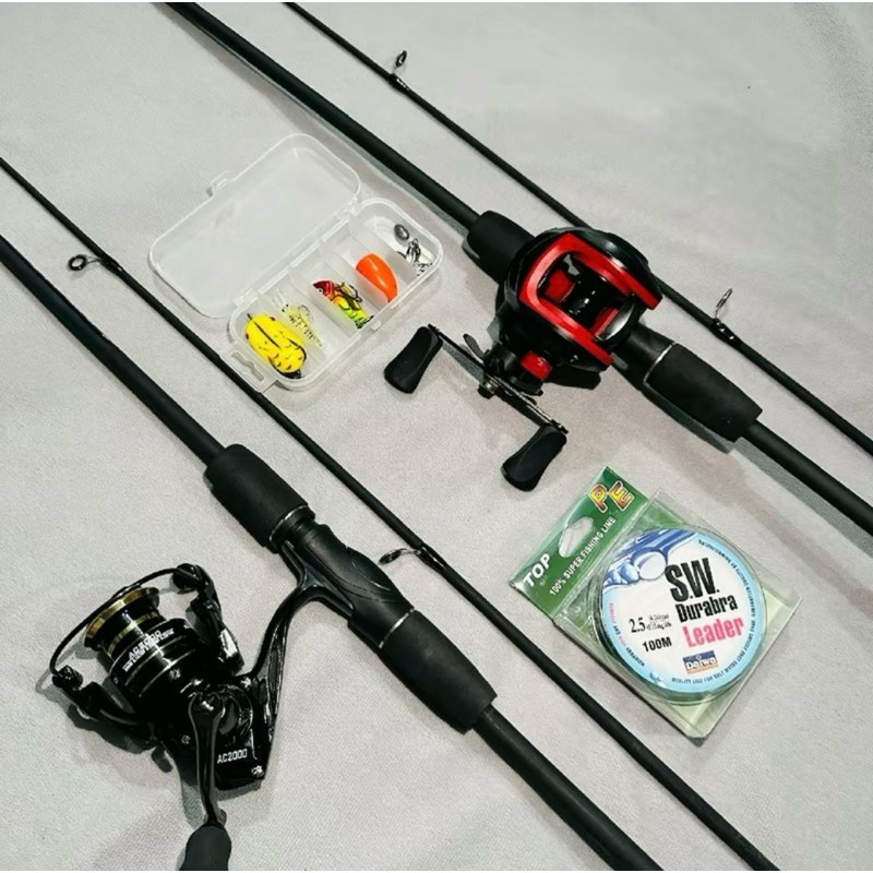 Combo Cần Câu Lure Sói Đen Kèm Máy Đứng Deukio AC2000, Máy Ngang Giá Rẻ Đầy Đủ Phụ Kiện- Combo Cần C