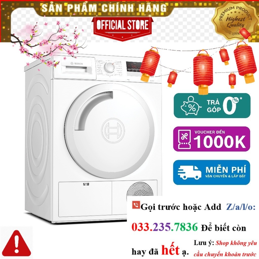 Máy sấy ngưng tụ 8Kg Bosch WTN84201MY - Series 4 <nEw<