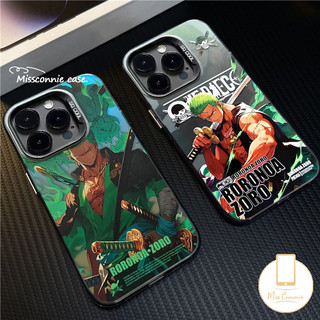 Ốp lưng One Piece thương hiệu xu hướng Tương thích cho IPhone 11 12 14 15 13 Pro Max 7Plus XR X XS Max 7 8 Plus SE 2020 Phim hoạt hình Cool Zoro Dễ thương Luffy Doodle Cặp đôi mạ ống kính kim loại
