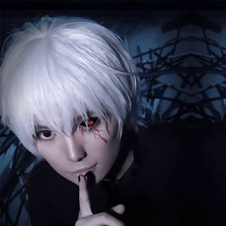 Anime Cosplay Tóc Giả Tổng Hợp Tóc Giả Tokyo Ghoul Kaneki Ken Trắng Cosplay Tóc Giả