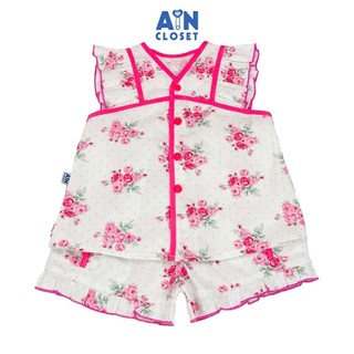 Bộ quần áo Ngắn bé gái họa tiết Hoa Hồng Trắng cotton - AICDBGC1R7M4 - AIN Closet
