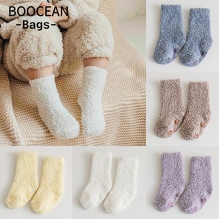Tất Bé BOOCEAN, Tất Lông Tơ Sang Trọng Đáng Yêu Thoáng Khí, Trẻ Em Tập Đi Chống Trơn Trượt Bé Trai Bé Gái Lông Cừu San Hô