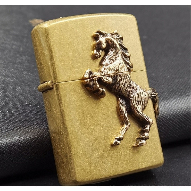 Emblem hình dán bật lửa Zippo ngựa vàng