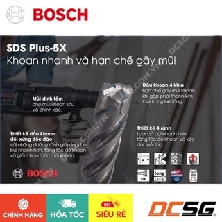 Mũi khoan bê tông hợp kim 4 cạnh sds-plus 5x bosch | dcsg