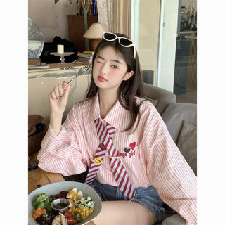 Áo sơ mi nữ sọc dài tay phong cách đại học Áo ngọt ngào