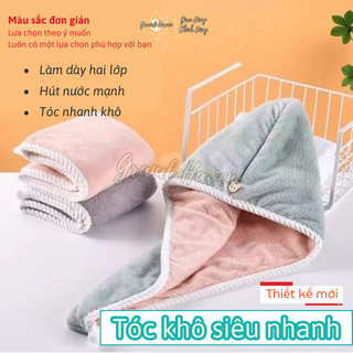 Khăn Ủ Tóc Hút Nước Nhanh Khô GRAND HAVEN Khăn Quấn Tóc Chất Liệu Vải Lông Cừu Mềm Mại Cao Cấp Dày Dặn Thấm Hút Tốt