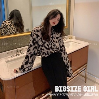 Áo Sơ Mi Nữ Tay Dài Bigsize Áo Kiểu Tiểu Thư Form Rộng Có Cổ In Hình Mùa Xuân Phong cách Hàn Quốc Thời Trang đẹp
