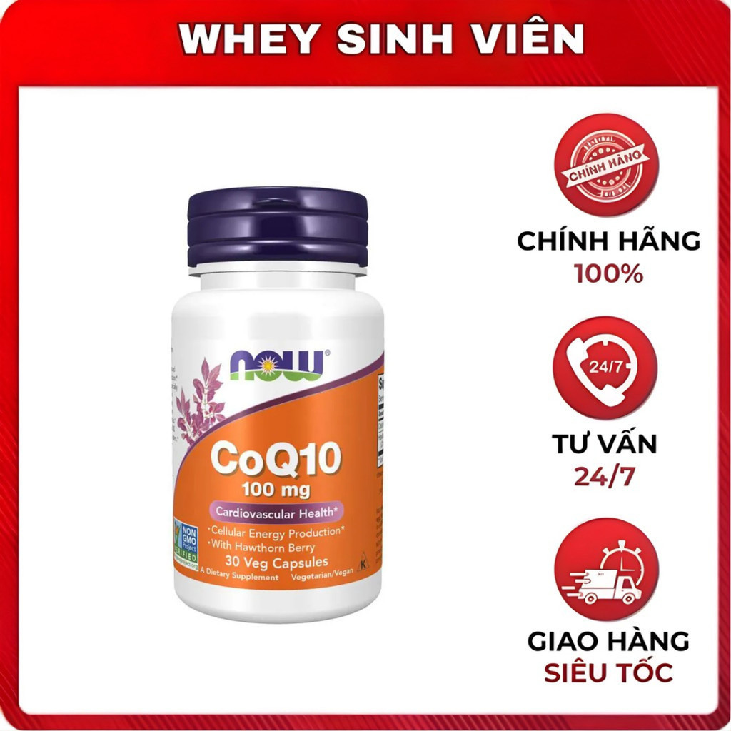 Viên uống Now CoQ10, Coenzyme Q10 (100 mg) nhập khẩu Mỹ tại Whey Sinh Viên Hải Phòng