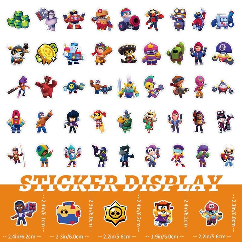 Bộ 50 Miếng Dán Chống Thấm Nước Hình brawl stars