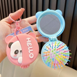 Móc khóa gương kèm lược in hình thú siêu cute đáng yêu 7x8cm