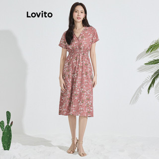 Đầm Lovito họa tiết hoa xếp ly phong cách boho cho nữ L77ED329