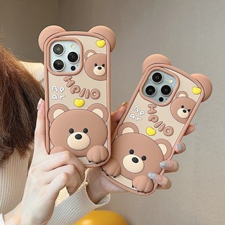 Phim hoạt hình mới Silicone Hello Teddy Bear Vỏ điện thoại Thích hợp cho 15PRO max 15PRO 1514 14PRO max 13 12PRO max 13pro max 11 Vỏ mềm Chống sốc
