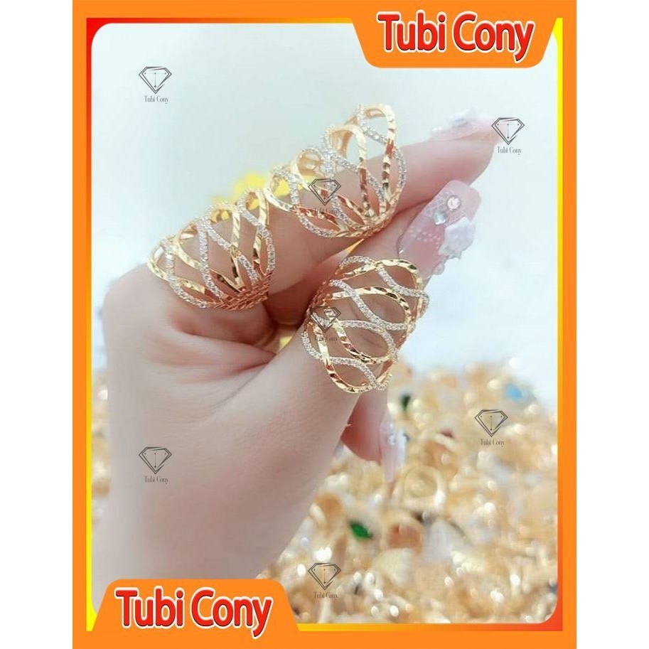 Nhẫn Nữ Mạ Vàng Kiểu XiMen Xoắn Thời Trang N1160-105 Tubi Cony