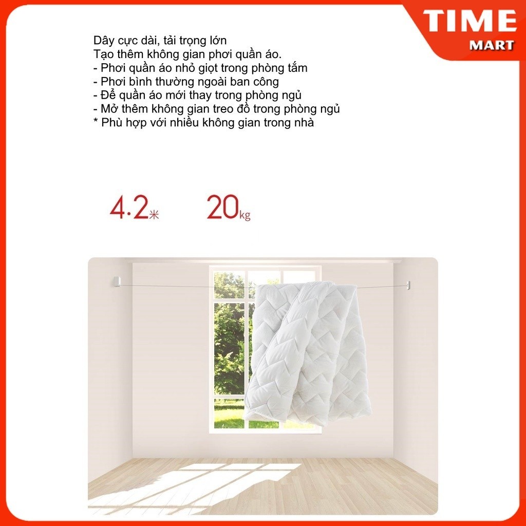 Dây phơi thép thông minh tự rút có khóa, dán tường tiện lợi