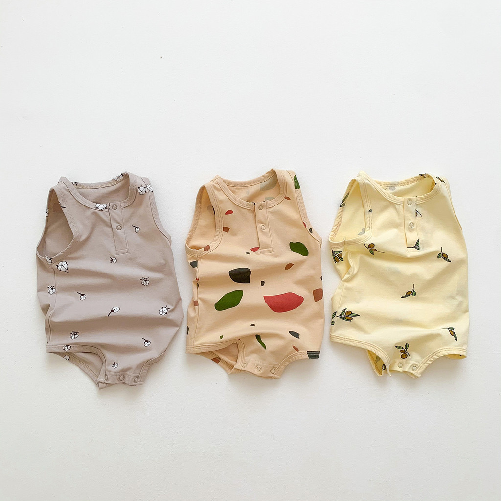 Áo Liền Quần Sát Nách Chất Liệu Cotton Thời Trang Mùa Hè Cho Bé