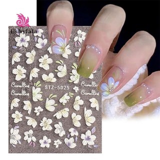 Miếng Dán Móng Tay Snowdrop Hoa Mùa Xuân Campanula 5D Dập Nổi Thanh Trượt Trắng Flora [MỚI]