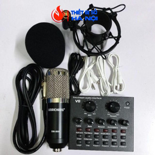 Combo Soundcard V8 AQTA Chính Hãng Bluetooth + Mic Karaoke Livetream BM 900 AutoTune Chuẩn PhòngThu