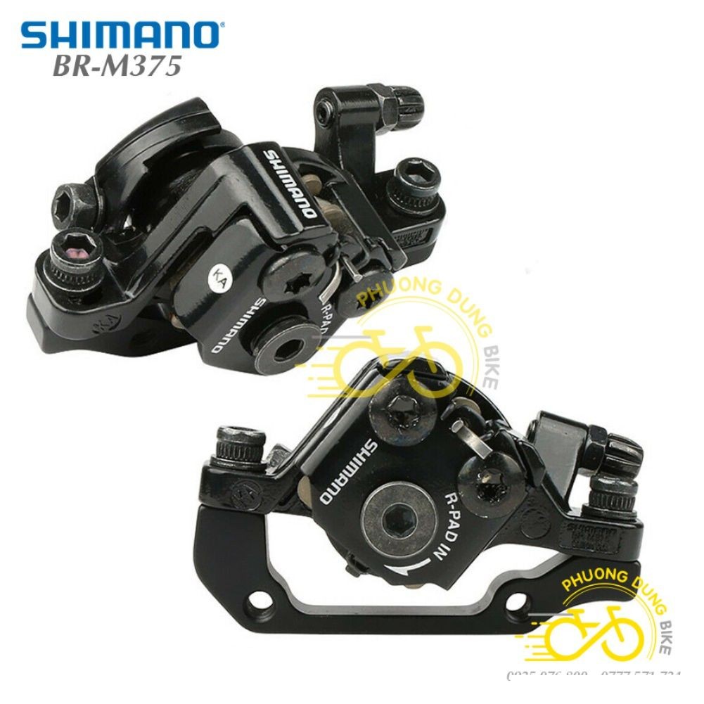 Bộ Cụm phanh thắng đĩa cơ xe đạp SHIMANO BR-M375 - Hàng Chính Hãng