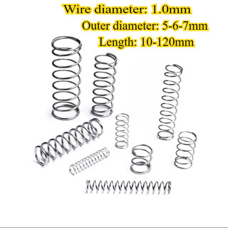 [Mdx] Đường kính dây lò xo 1.0mm Đường kính ngoài 5 / 6 / 7mm Chiều dài 10-120mm Trở lại lò xo áp suất lò xo SUS304 Lò xo áp suất