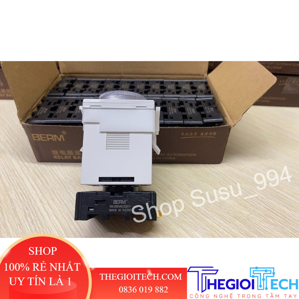 Đế relay thời gian 8 chân tròn - BERM PF083A  10A 250VAC ̣Đế timer 8 chân tròn PF083A