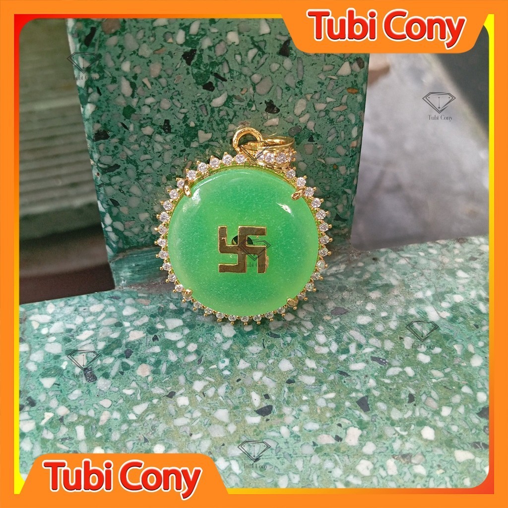 Mặt dây chuyền chữ Phạn Thích Ca Màu Xanh Thạch M241-152-DXKT