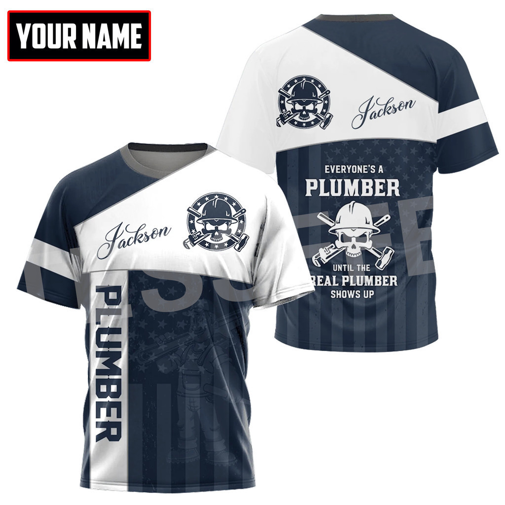 Tessffel NewFashion Tùy Chỉnh Tên Cosplay Plumber Công Nhân Retro 3DPrint Mùa Hè Bông Tai Kẹp Áo Thu