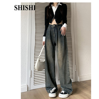 SHISHI quần ống rộng quần nữ jean Fashion Korean hàn quốc thời trang WNK2410PXG 5Z240202