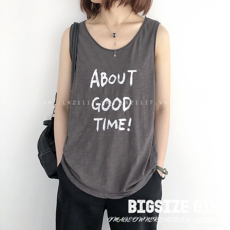 Áo tank top nữ Bigsize Áo ba lỗ thể thao cotton cổ u Chữ Cái mùa hè Phong cách Hàn Quốc Thời Trang đẹp