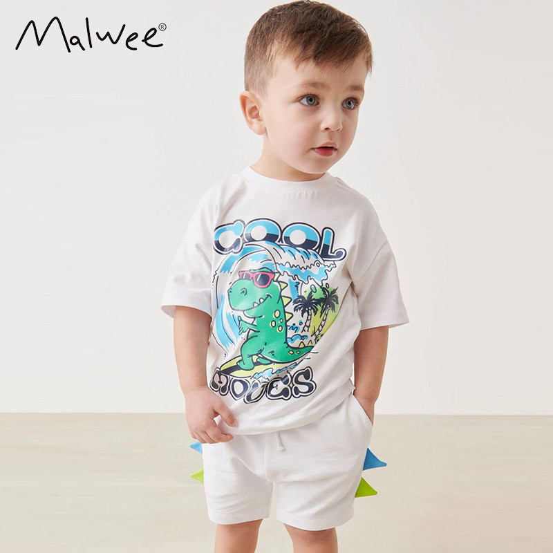 Quần áo trẻ em Bộ đồ trẻ em Bộ đồ bé trai malwee Bộ đồ mới cho trẻ em Châu Âu Mỹ Trung nhỏ Trẻ em Quần Short ngắn tay thông thường Quần áo trẻ em