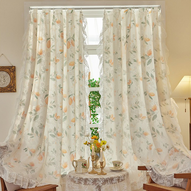 Lãng Mạn Ren Rèm Đen Gạc Trong Suốt