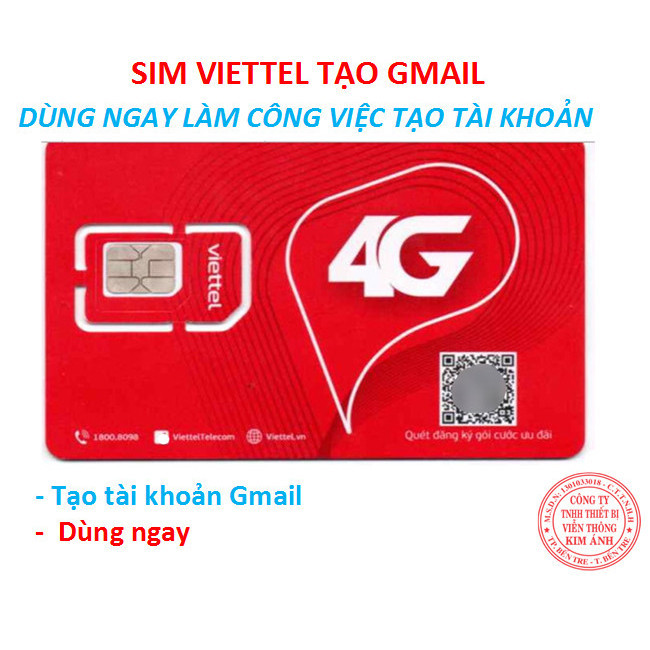 Sim nghe gọi Viettel 4G dùng mãi tạo tài khoản Gmail, đã kít hoạt nạp tiền vào là dùng ngay, hàng chính hãng