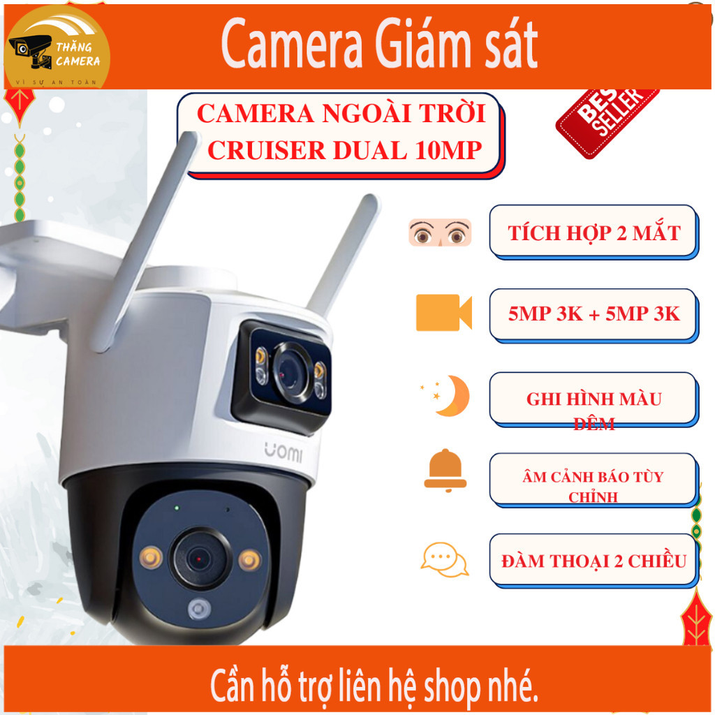 Camera IMOU 2 mắt ngoài trời, Xoay 360 độ, đàm thoại 2 chiều, màu đêm, tích hợp AI thông minh, chính