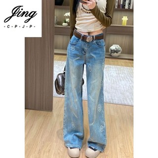 24ss Đầu Xuân Mới Camellia Chữ Jacquard Logo Jeans