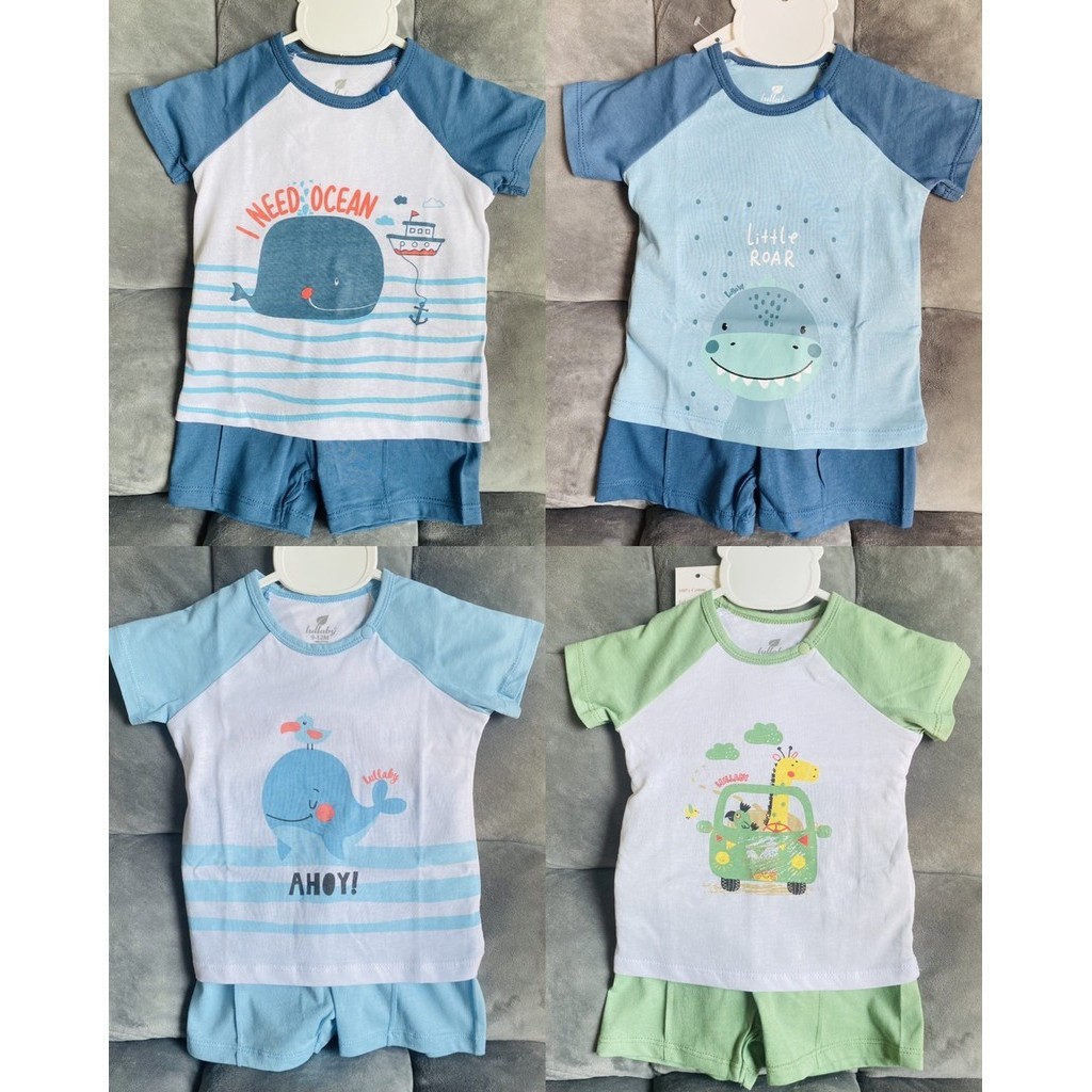 Bộ cộc Lullaby cotton cao cấp mềm thoáng mát bé trai NH30R (3Y~5Y là mẫu KHÔNG cài vai)