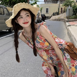 Zhu Xia Váy Nữ Hoạt Hình Váy Treo Hoa Mùa Hè Rừng Ngọt Ngào Phong Cách Mục Vụ Mùa Hè Đầm Đi Biển dopamine