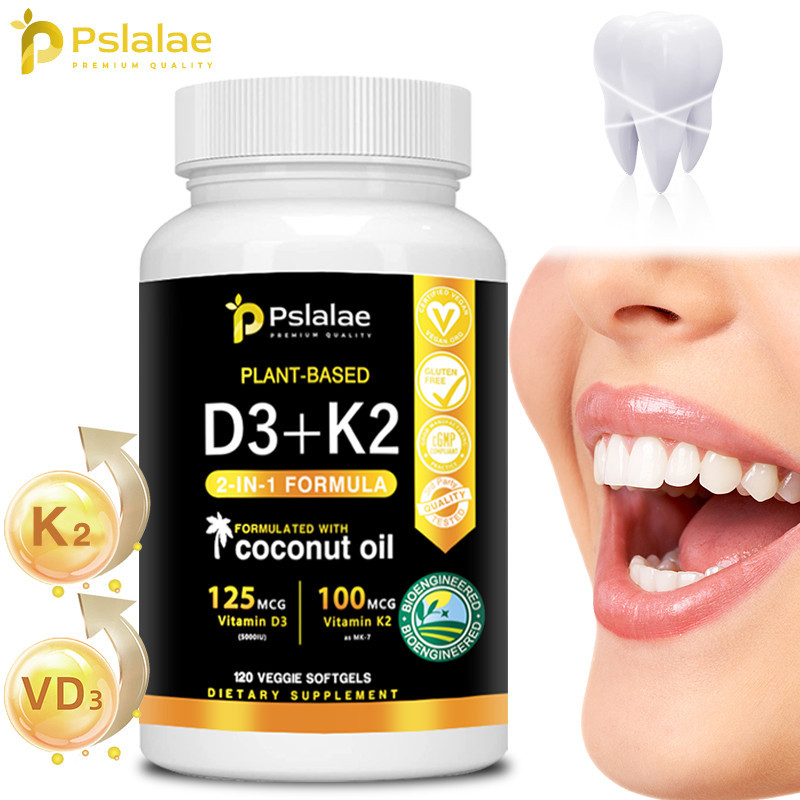 [Pslalae] Vitamin D3 + K2 - Hỗ trợ canxi tăng cường sức khỏe xương và miễn dịch VC, VK, bổ sung chế 