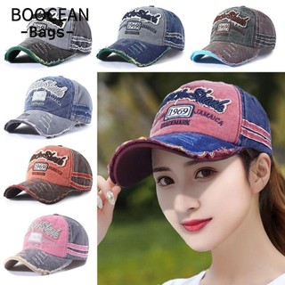 Mũ bóng chày thêu boocean nam nữ giặt denim mũ bóng chày có thể điều chỉnh