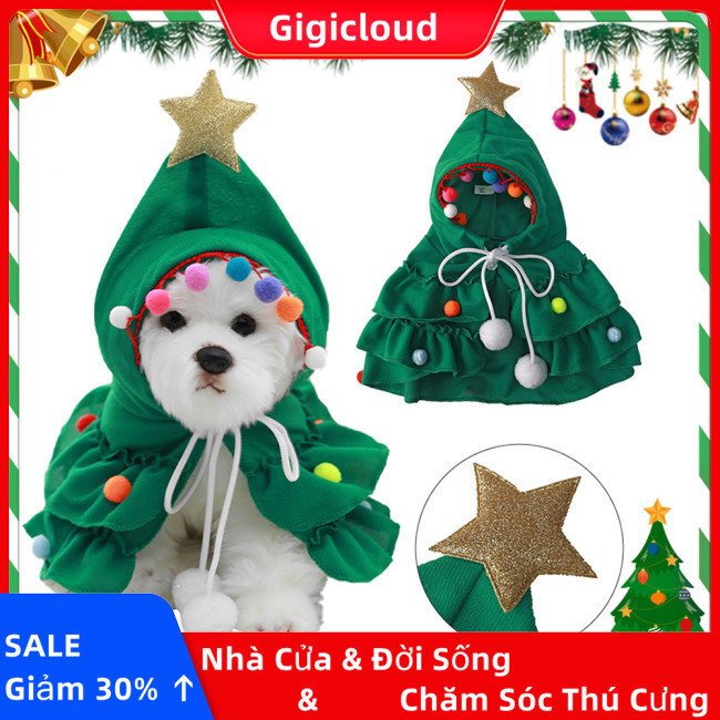 Gigicloud Thú Cưng Chó Cây Giáng Sinh Có Mũ Trùm Đầu Mũi Khăn Choàng C