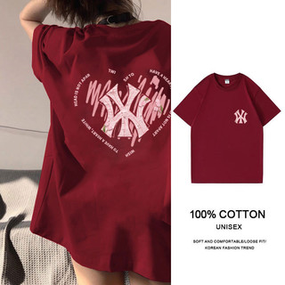 Hàng sẵn có FASHMILY 100% Cotton Phong Cách Hàn Quốc In Hình Đồ Họa Độc Đáo Tay Ngắn Nam Unisex Rời Quá Khổ Tee Nữ Baju Perempuan Murah Áo