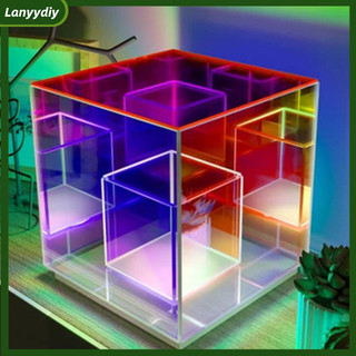 Lanyydiy cube đèn led sáng tạo 3d nghệ thuật khối lập phương acrylic đèn có thể điều chỉnh nhiều màu acrylic đèn bàn nhiều màu sắc hiện đại