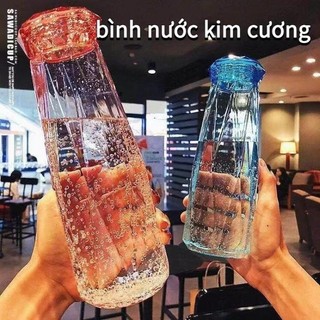 Bình Đựng Nước Thủy Tinh Kim Cương Ly nước kim cương Bình nước thủy tinh mô phỏng Kim cương, dung tích 450ml