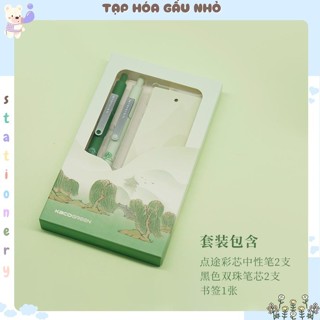  Bộ 2 bút KacoGreen Xanh lá MIDOT gồm 2 bút + 1 ngòi refill Bút gel chất lượng cao mực đen  Taphoagaunho  