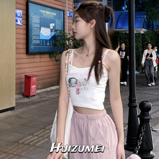 Huizumei nữ puppy in nơ cami dễ thương ngọt cay ngắn bên ngoài top