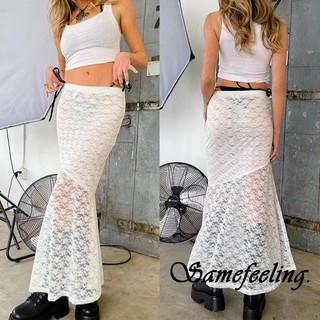 Sf-nữ Ren Nửa Đầm Mùa Hè Xuân Đường Phố Thường Ngày Tiệc Nhìn Xuyên Qua Bọc Váy Dài