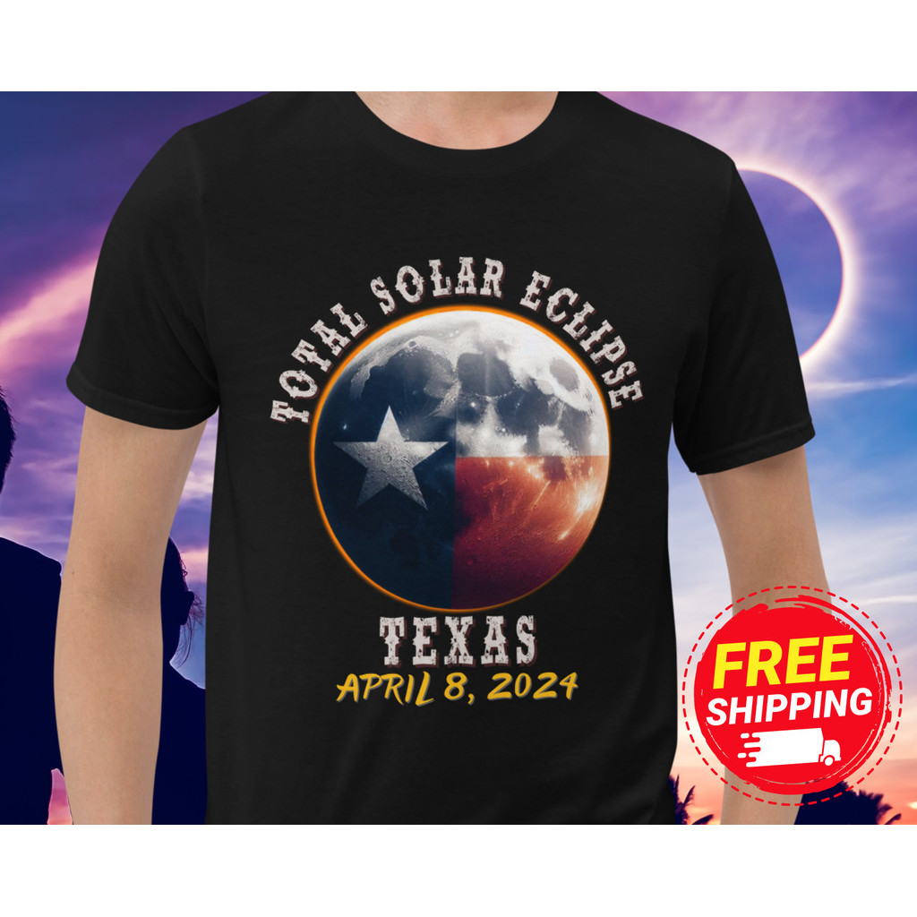 2024 bánh quế cho bạn bè Texas Total Eclipse Shirt Solar Eclipse 8 tháng 4 Con đường xs-3xl