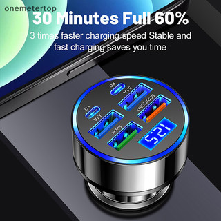 Onemeter 100W 6 cổng USB Type-C Bộ sạc ô tô có màn hình điện áp PD Bộ chuyển đổi nguồn sạc nhanh cho Iphone Android Điện thoại thông minh Máy tính bảng EN