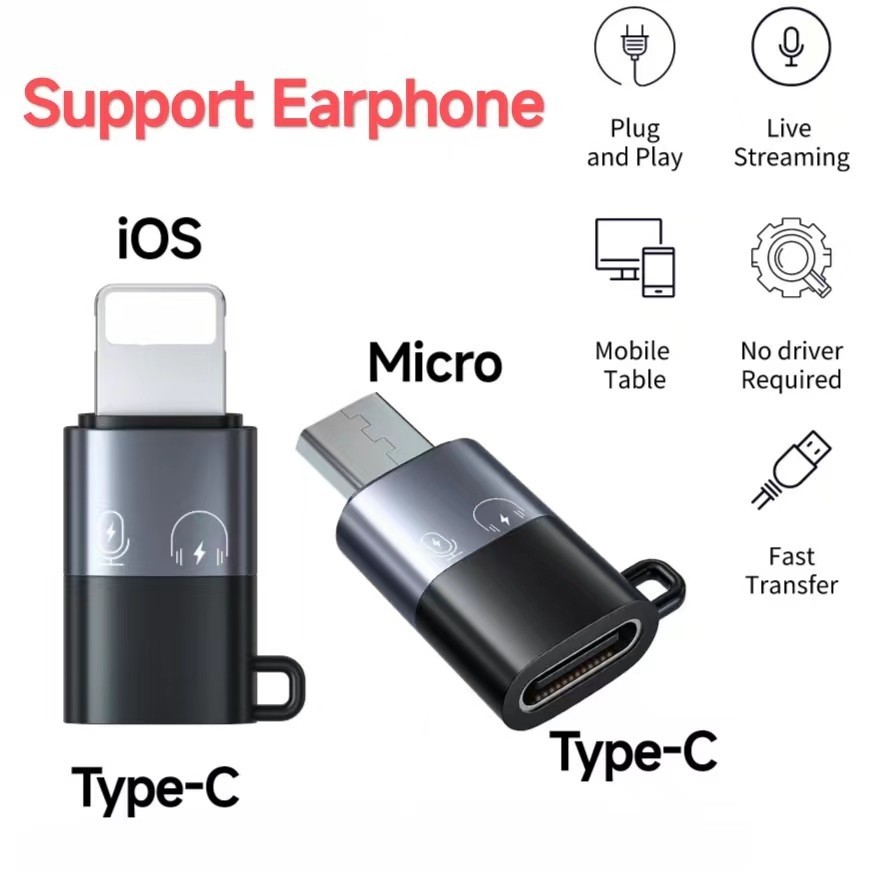 Pd18w Hỗ Trợ Micro Tai Nghe Type-C Nữ Sang Micro CellPhone Chuyển Đổi iOS Nam Sang USB C Sạc Adapter
