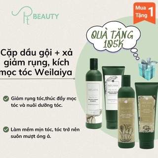 Cặp dầu gội + xả giảm rụng, kích mọc tóc Weilaiya - TẶNG KÈM SET MINI